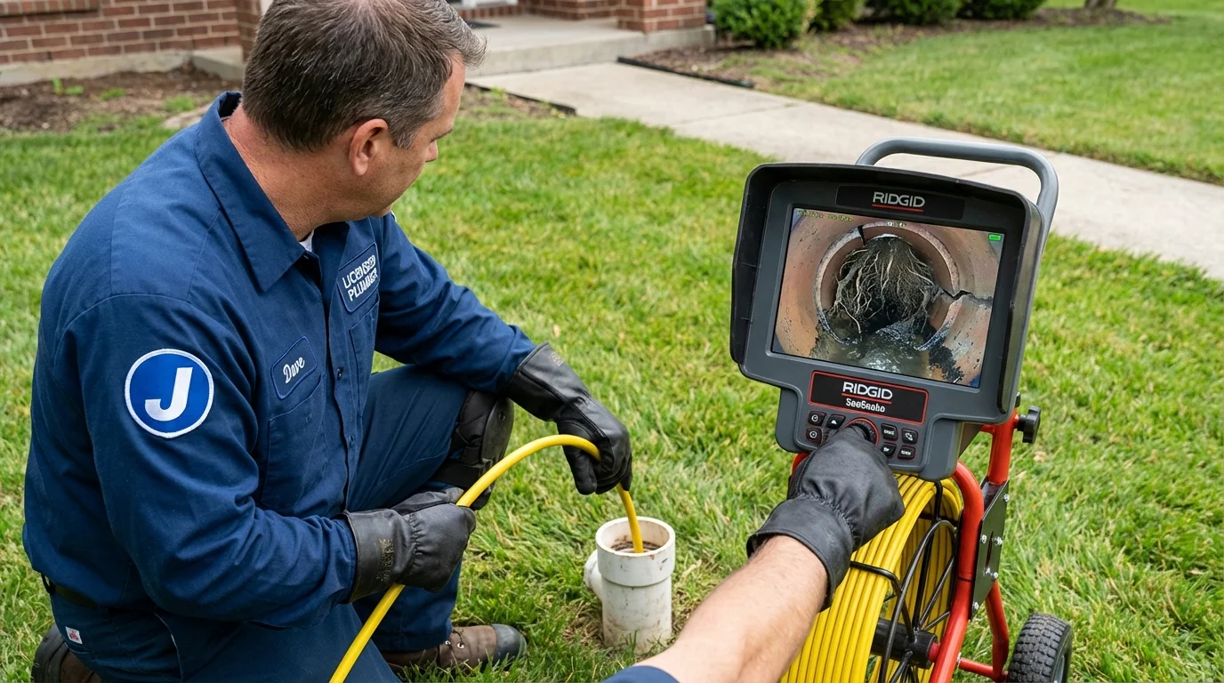 Sewer camera inspection being performed by Johns Plumbing LLC in Denton